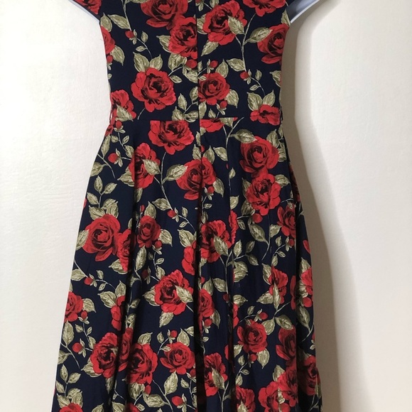 Bonny Billy girls blue red roses floral dress 130 - Picture 2 of 3